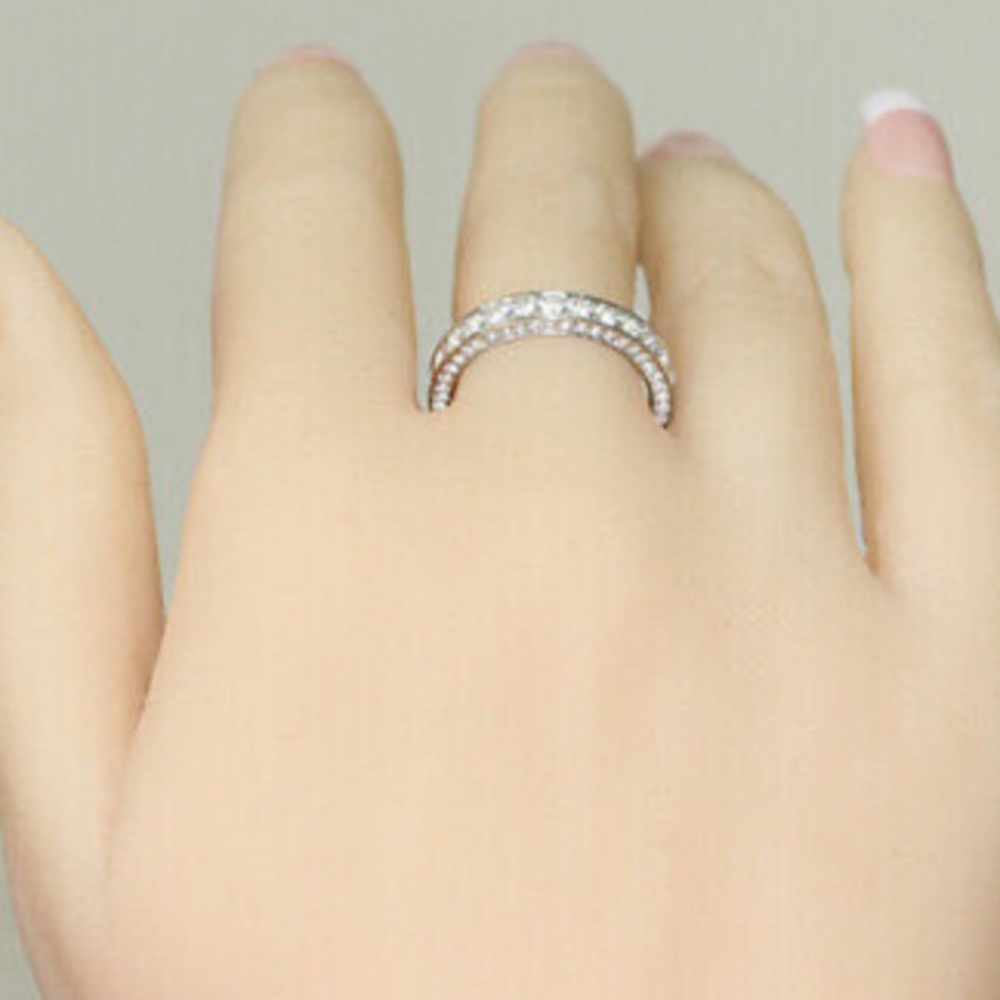 NEw Sterling Silver Diamond Band Ring - Picture 7 of 9